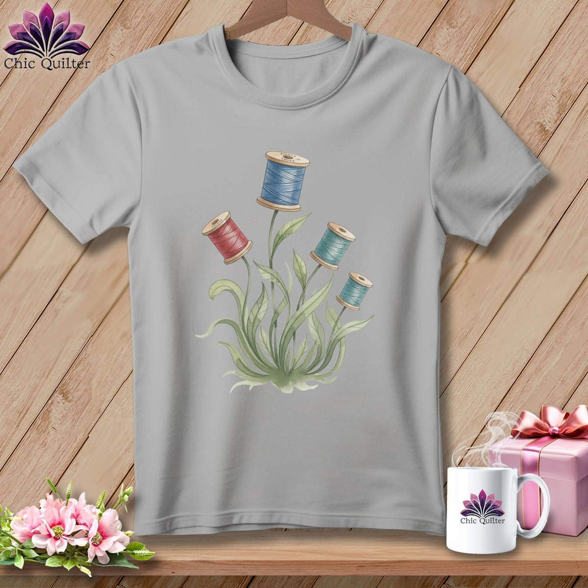 MyDesigns Physical Item S / Athletic Heather Spool Blooms ~ Relaxed Fit Tee