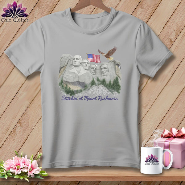 MyDesigns Physical Item S / Athletic Heather Stitchin' at Mount Rushmore ~ Relaxed Fit Tee