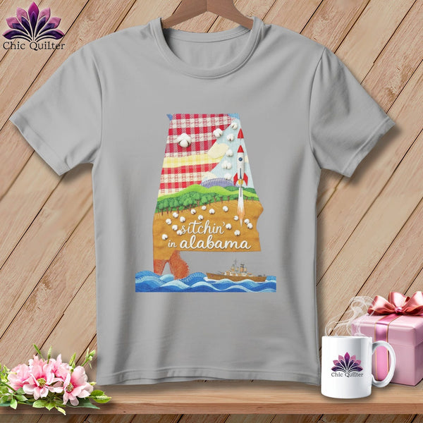 MyDesigns Physical Item S / Athletic Heather Stitchin' in Alabama ~ Relaxed Fit Tee