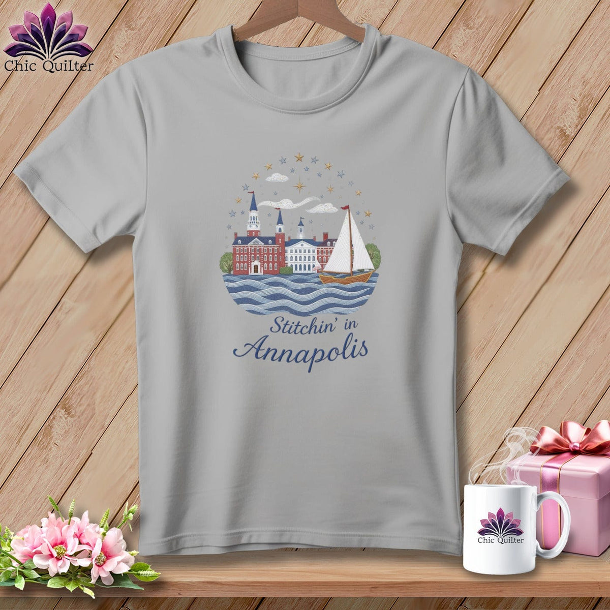 MyDesigns Physical Item S / Athletic Heather Stitchin' in Annapolis ~ Relaxed Fit Tee