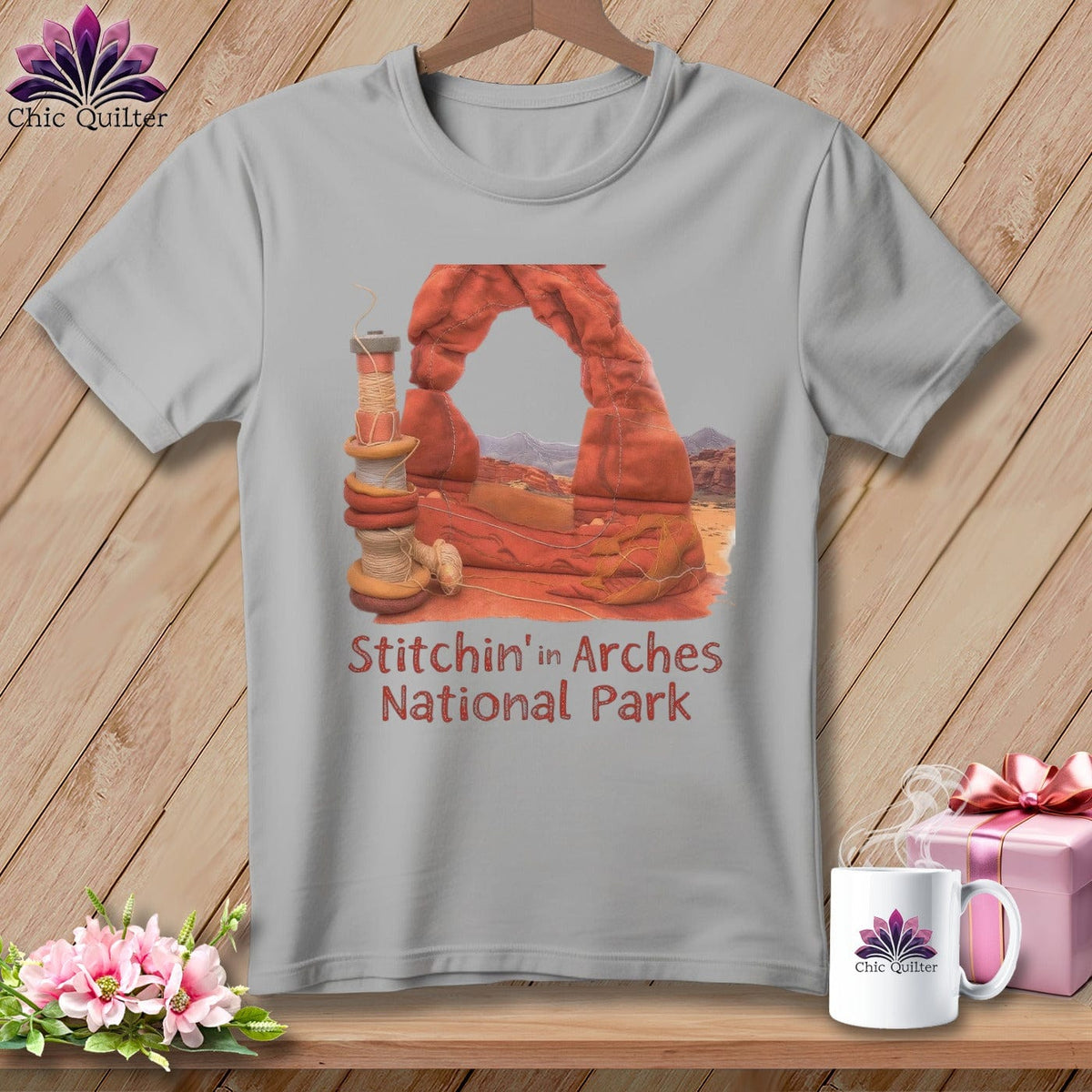 MyDesigns Physical Item S / Athletic Heather Stitchin' in Arches National Park ~ Relaxed Fit Tee