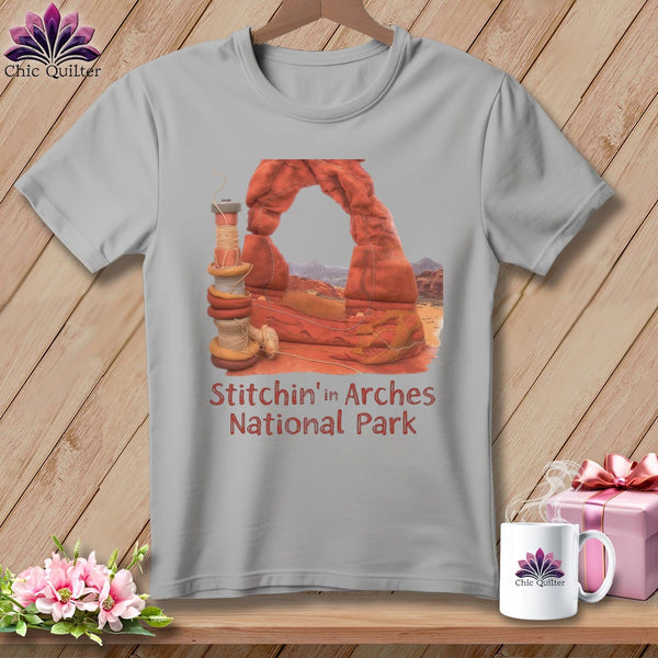 MyDesigns Physical Item S / Athletic Heather Stitchin' in Arches National Park ~ Relaxed Fit Tee