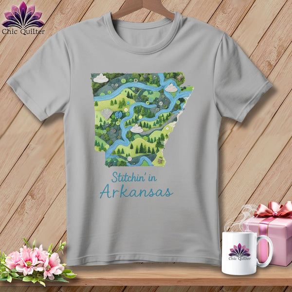 MyDesigns Physical Item S / Athletic Heather Stitchin' in Arkansas ~ Relaxed Fit Tee