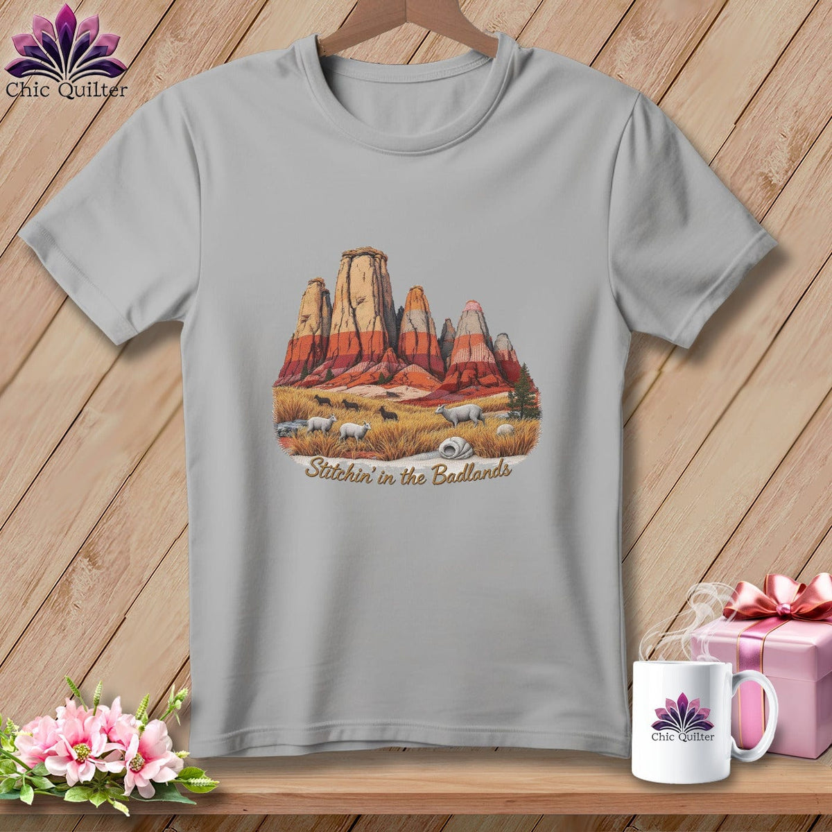 MyDesigns Physical Item S / Athletic Heather Stitchin' in Badlands National Park ~ Relaxed Fit Tee