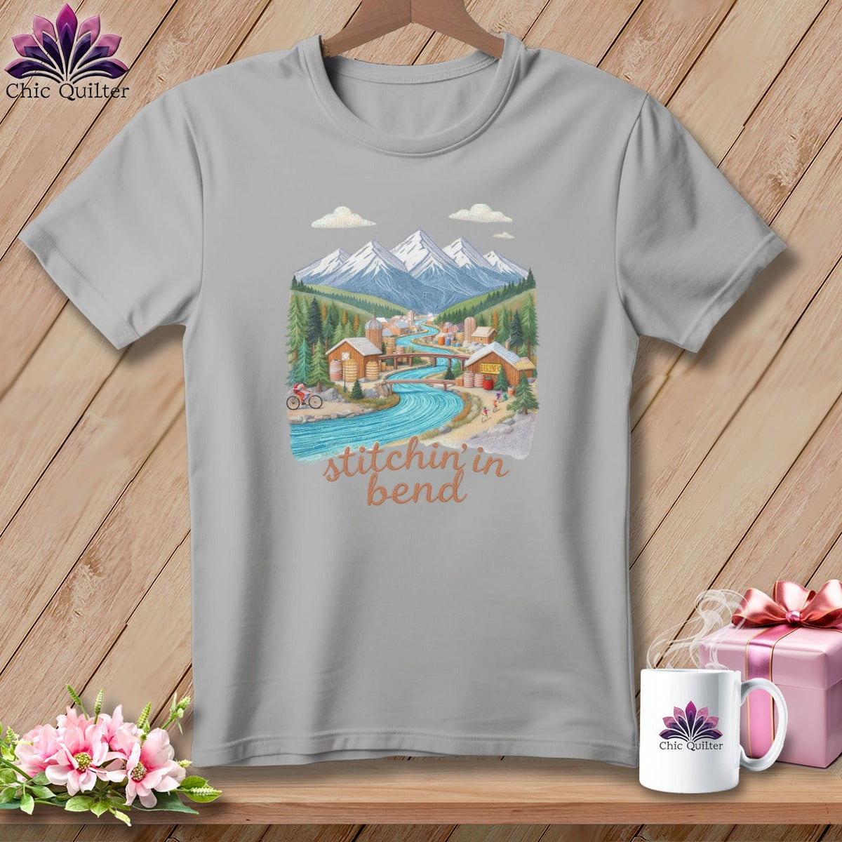 MyDesigns Physical Item S / Athletic Heather Stitchin' in Bend ~ Relaxed Fit Tee