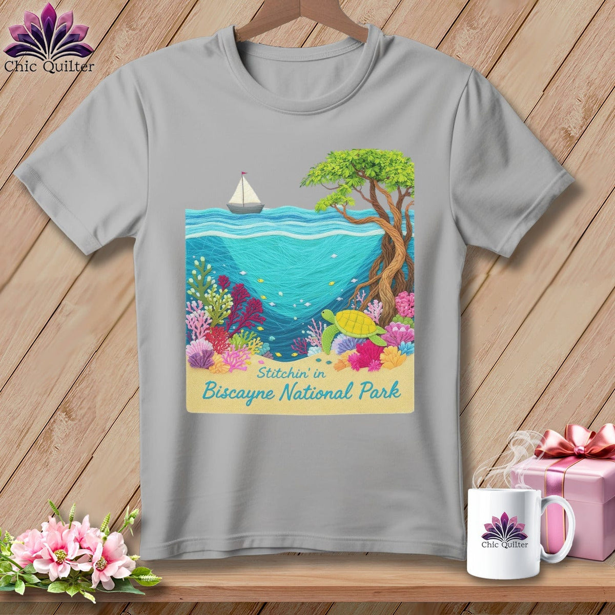 MyDesigns Physical Item S / Athletic Heather Stitchin' in Biscayne National Park ~ Relaxed Fit Tee