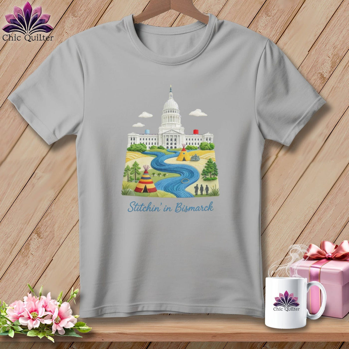 MyDesigns Physical Item S / Athletic Heather Stitchin' in Bismarck ~ Relaxed Fit Tee