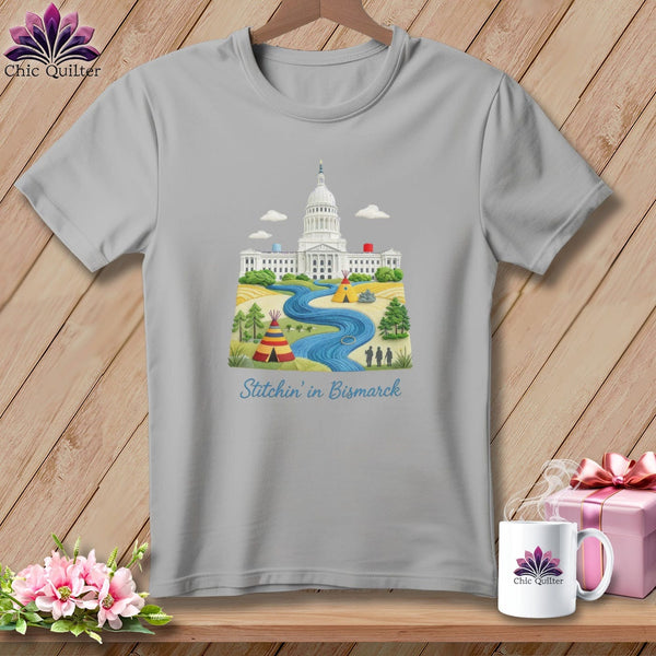 MyDesigns Physical Item S / Athletic Heather Stitchin' in Bismarck ~ Relaxed Fit Tee
