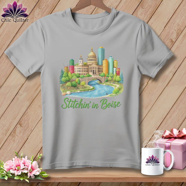 MyDesigns Physical Item S / Athletic Heather Stitchin' in Boise ~ Relaxed Fit Tee
