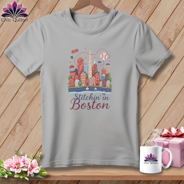 MyDesigns Physical Item S / Athletic Heather Stitchin' in Boston ~ Relaxed Fit Tee