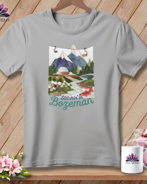 MyDesigns Physical Item S / Athletic Heather Stitchin' in Bozeman ~ Relaxed Fit Tee