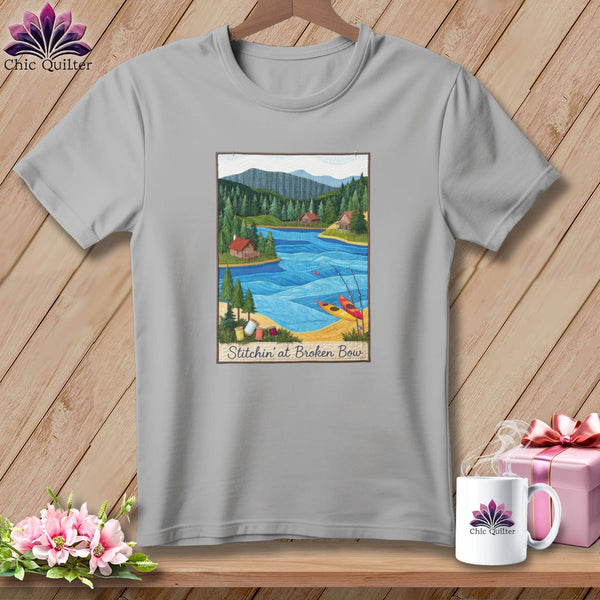 MyDesigns Physical Item S / Athletic Heather Stitchin' in Broken Bow ~ Relaxed Fit Tee