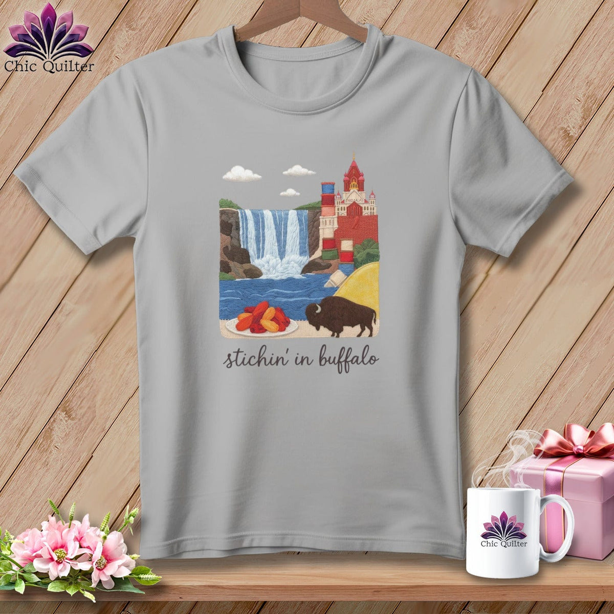 MyDesigns Physical Item S / Athletic Heather Stitchin' in Buffalo ~ Relaxed Fit Tee