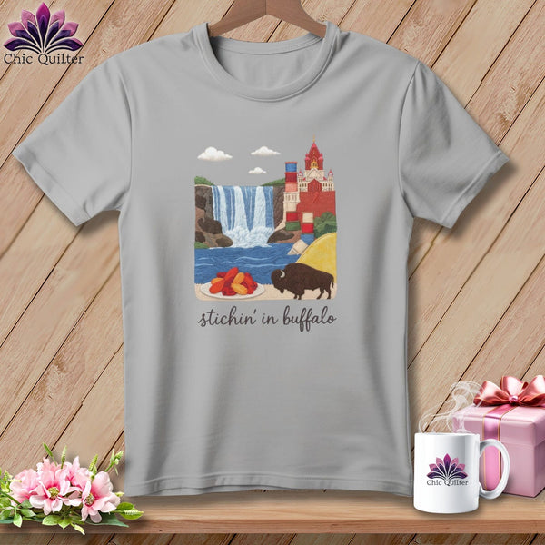 MyDesigns Physical Item S / Athletic Heather Stitchin' in Buffalo ~ Relaxed Fit Tee