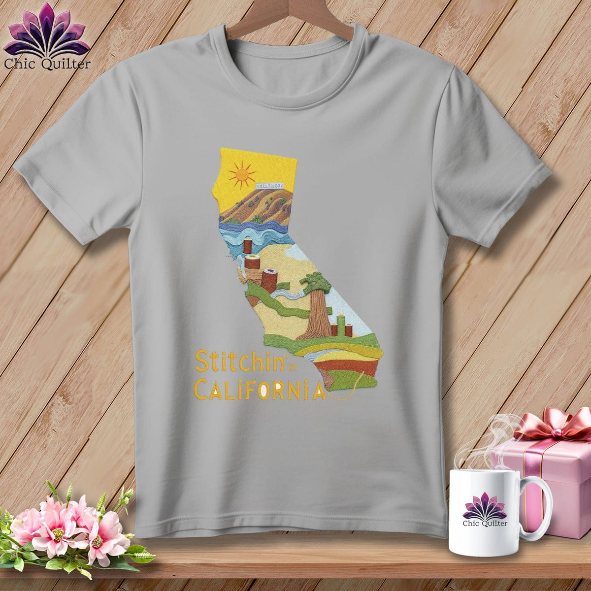 MyDesigns Physical Item S / Athletic Heather Stitchin' in California ~ Relaxed Fit Tee