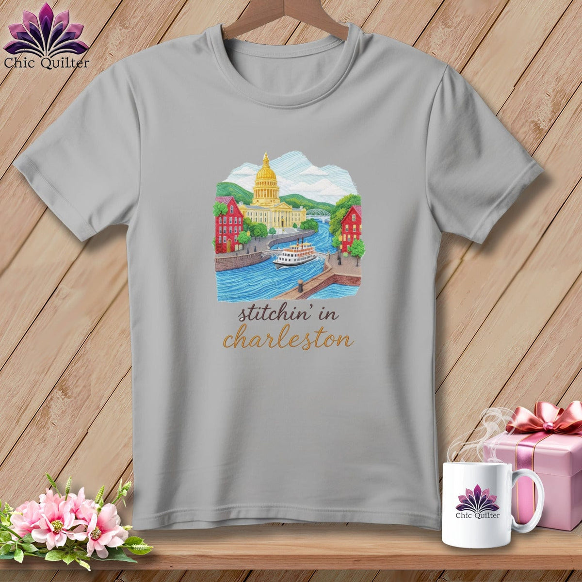MyDesigns Physical Item S / Athletic Heather Stitchin' in Charleston ~ Relaxed Fit Tee