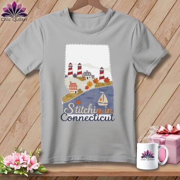 MyDesigns Physical Item S / Athletic Heather Stitchin' in Connecticut ~ Relaxed Fit Tee