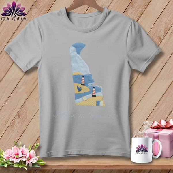 MyDesigns Physical Item S / Athletic Heather Stitchin' in Delaware ~ Relaxed Fit Tee