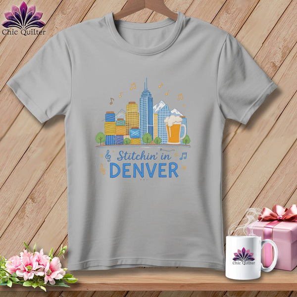 MyDesigns Physical Item S / Athletic Heather Stitchin' in Denver ~ Relaxed Fit Tee