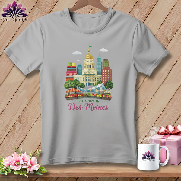 MyDesigns Physical Item S / Athletic Heather Stitchin' in Des Moines ~ Relaxed Fit Tee