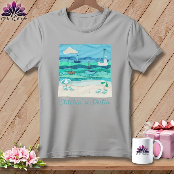 MyDesigns Physical Item S / Athletic Heather Stitchin' in Destin ~ Relaxed Fit Tee