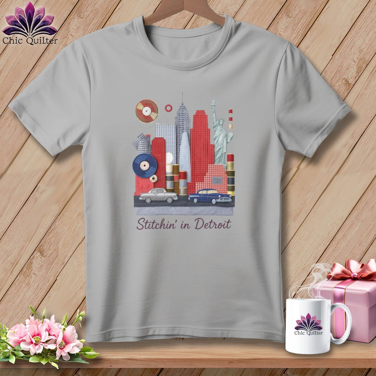 MyDesigns Physical Item S / Athletic Heather Stitchin' in Detroit ~ Relaxed Fit Tee