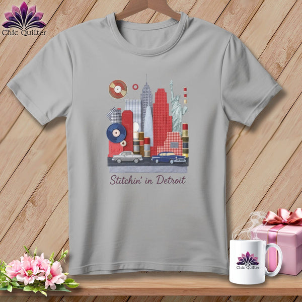 MyDesigns Physical Item S / Athletic Heather Stitchin' in Detroit ~ Relaxed Fit Tee
