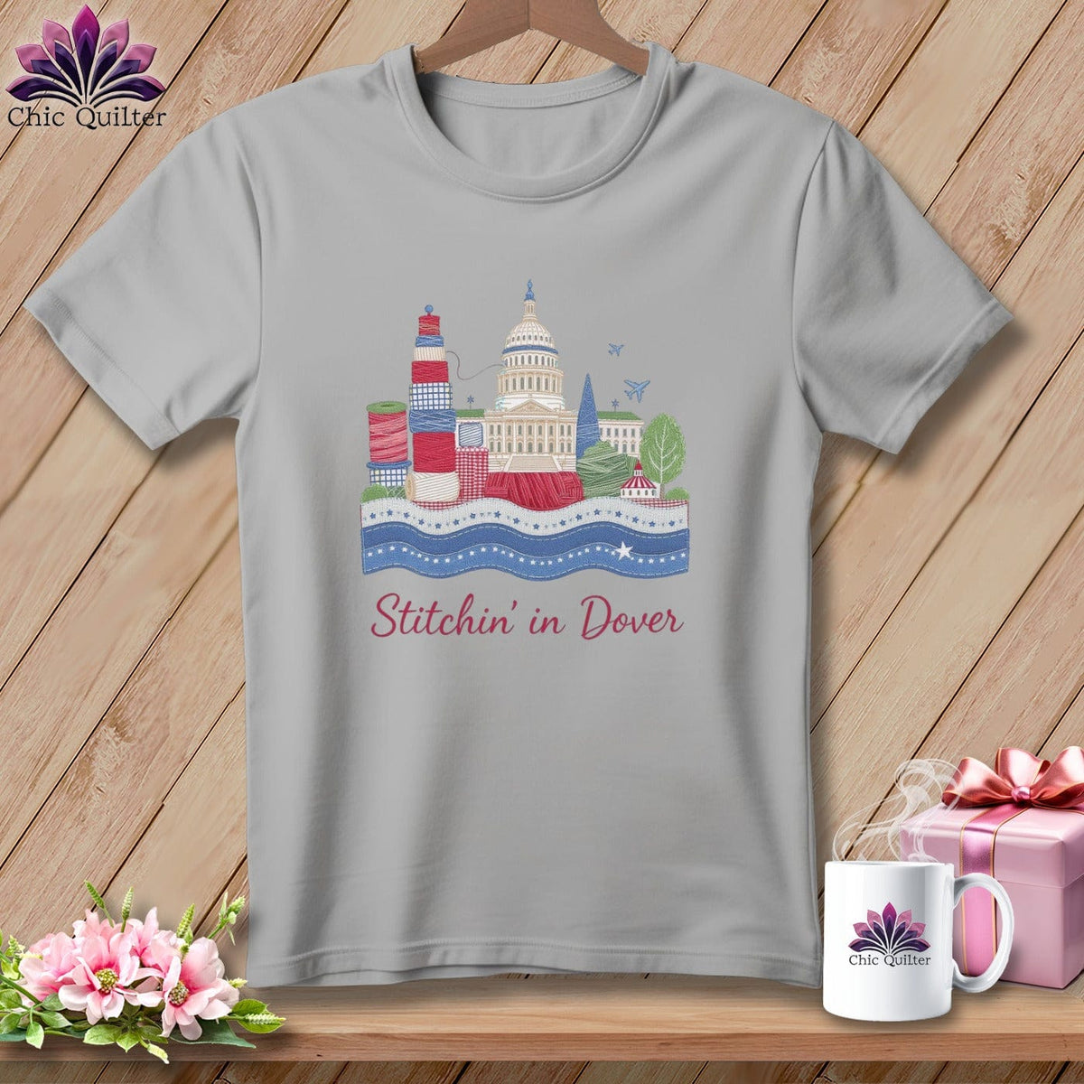 MyDesigns Physical Item S / Athletic Heather Stitchin' in Dover ~ Relaxed Fit Tee