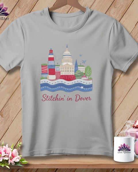 MyDesigns Physical Item S / Athletic Heather Stitchin' in Dover ~ Relaxed Fit Tee