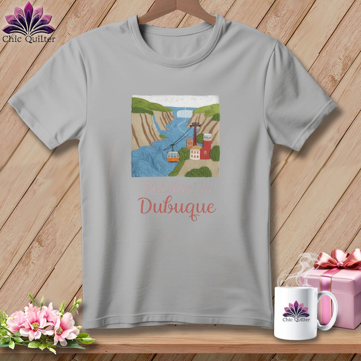 MyDesigns Physical Item S / Athletic Heather Stitchin' in Dubuque ~ Relaxed Fit Tee