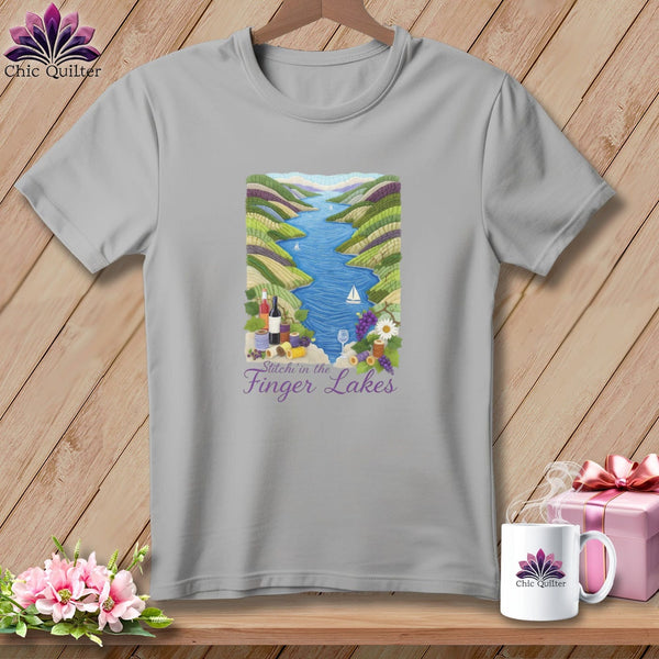 MyDesigns Physical Item S / Athletic Heather Stitchin' in Finger Lakes ~ Relaxed Fit Tee
