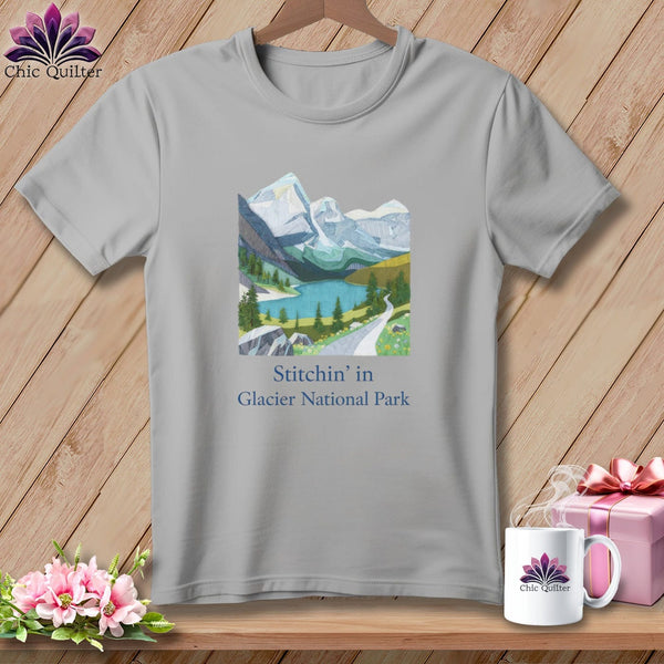 MyDesigns Physical Item S / Athletic Heather Stitchin' in Glacier National Park ~ Relaxed Fit Tee
