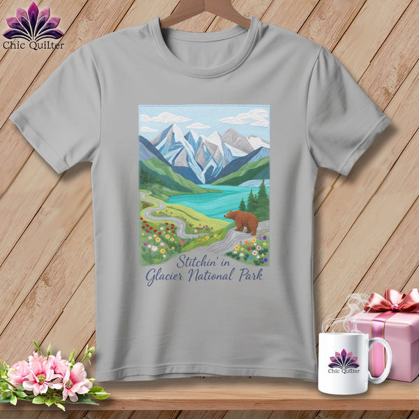 MyDesigns Physical Item S / Athletic Heather Stitchin' in Glacier National Park ~ Relaxed Fit Tee