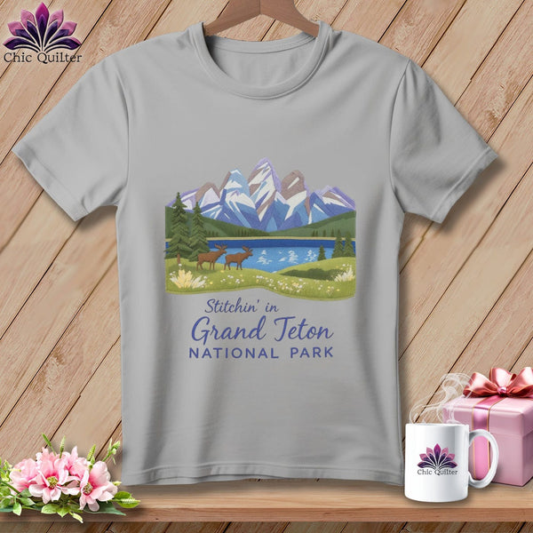 MyDesigns Physical Item S / Athletic Heather Stitchin' in Grand Teton National Park ~ Relaxed Fit Tee