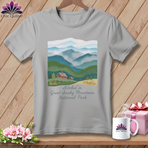 MyDesigns Physical Item S / Athletic Heather Stitchin' in Great Smoky Mountains National Park ~ Relaxed Fit Tee