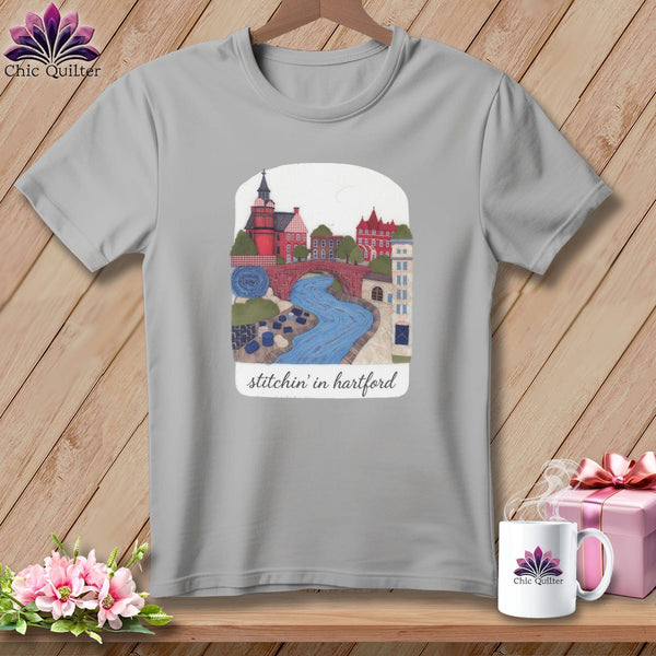 MyDesigns Physical Item S / Athletic Heather Stitchin' in Hartford ~ Relaxed Fit Tee