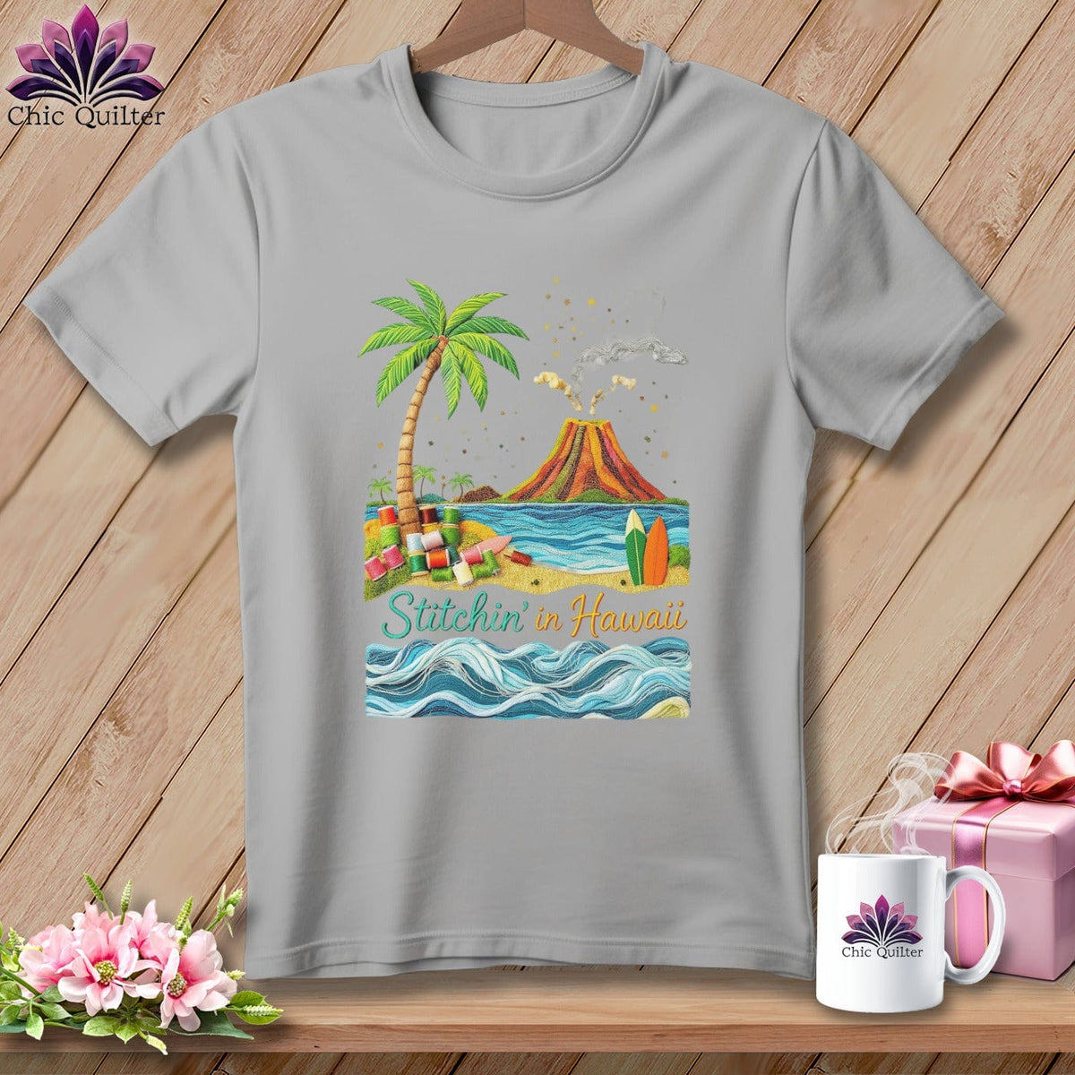 MyDesigns Physical Item S / Athletic Heather Stitchin' in Hawaii ~ Relaxed Fit Tee