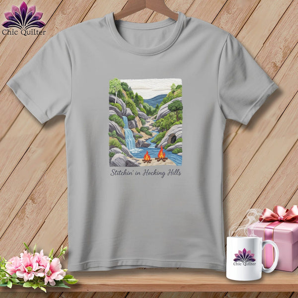 MyDesigns Physical Item S / Athletic Heather Stitchin' in Hocking Hills ~ Relaxed Fit Tee