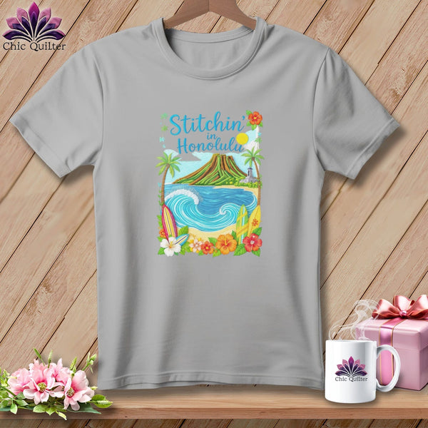 MyDesigns Physical Item S / Athletic Heather Stitchin' in Honolulu ~ Relaxed Fit Tee