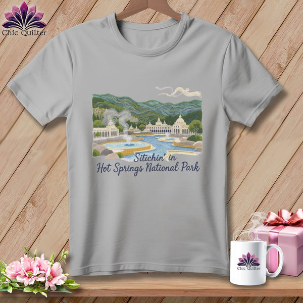 MyDesigns Physical Item S / Athletic Heather Stitchin' in Hot Springs National Park ~ Relaxed Fit Tee