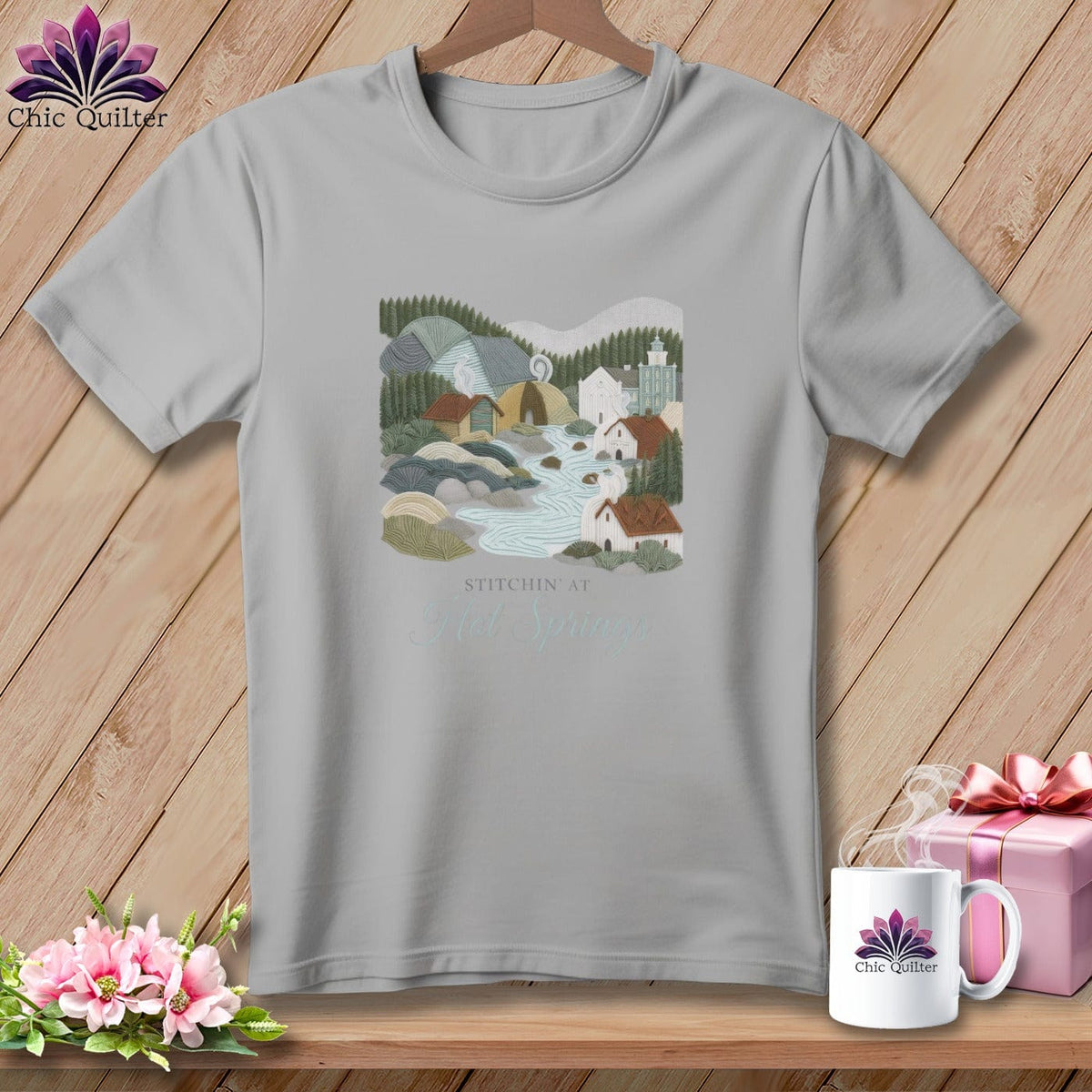 MyDesigns Physical Item S / Athletic Heather Stitchin' in Hot Springs ~ Relaxed Fit Tee