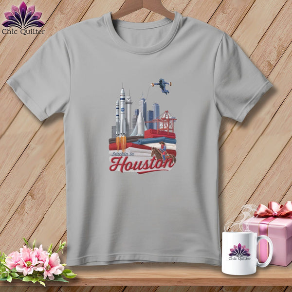 MyDesigns Physical Item S / Athletic Heather Stitchin' in Houston ~ Relaxed Fit Tee