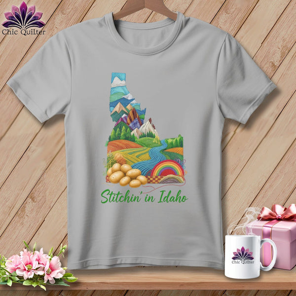 MyDesigns Physical Item S / Athletic Heather Stitchin' in Idaho ~ Relaxed Fit Tee