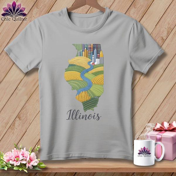 MyDesigns Physical Item S / Athletic Heather Stitchin' in Illinois ~ Relaxed Fit Tee