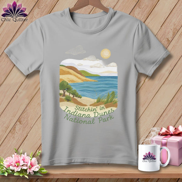 MyDesigns Physical Item S / Athletic Heather Stitchin' in Indiana Dunes National Park ~ Relaxed Fit Tee