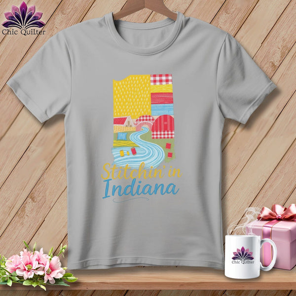MyDesigns Physical Item S / Athletic Heather Stitchin' in Indiana ~ Relaxed Fit Tee