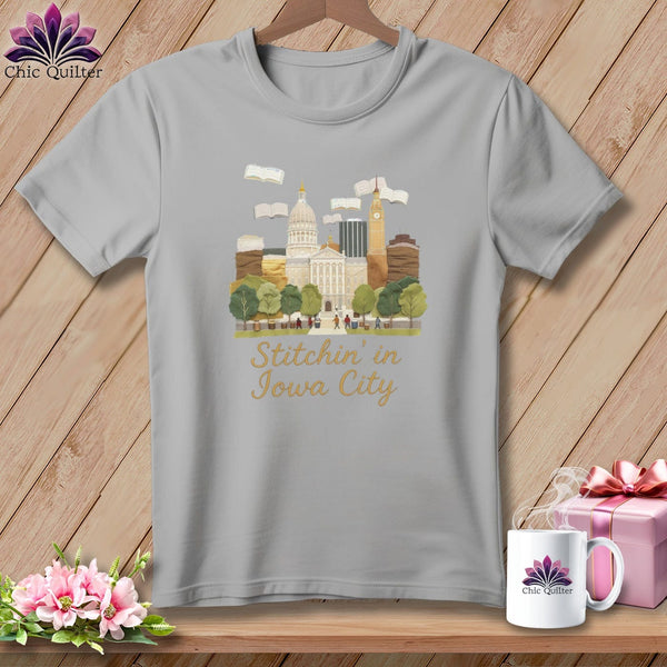 MyDesigns Physical Item S / Athletic Heather Stitchin' in Iowa City ~ Relaxed Fit Tee