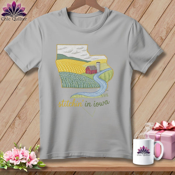 MyDesigns Physical Item S / Athletic Heather Stitchin' in Iowa ~ Relaxed Fit Tee