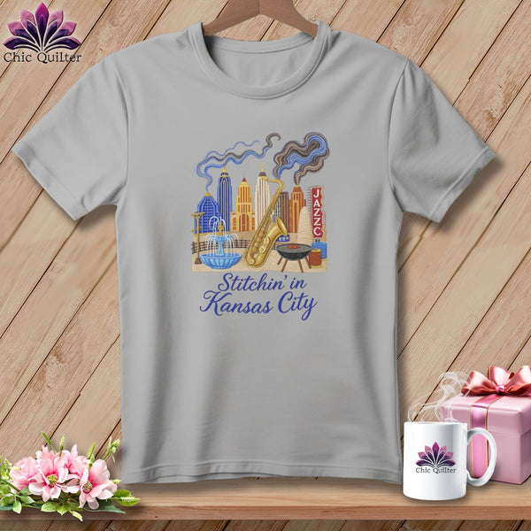 MyDesigns Physical Item S / Athletic Heather Stitchin' in Kansas City ~ Relaxed Fit Tee