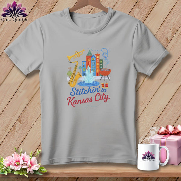 MyDesigns Physical Item S / Athletic Heather Stitchin' in Kansas City ~ Relaxed Fit Tee